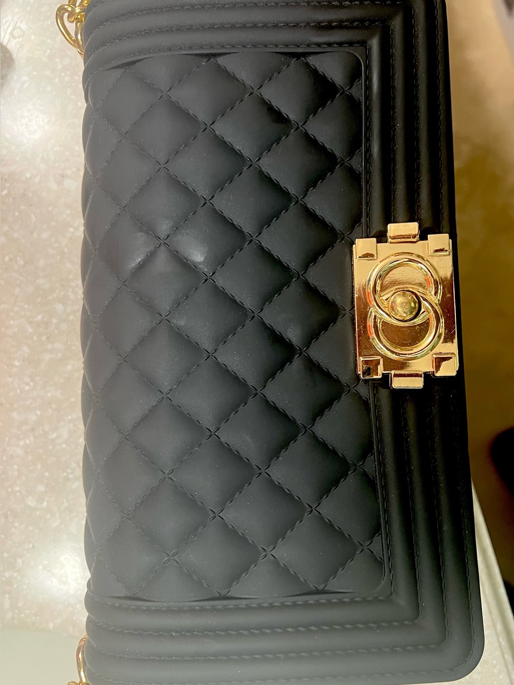 & Other Stories Black Quilted Crossbody with Gold Hardware